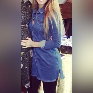 Denim stretchy free people dress